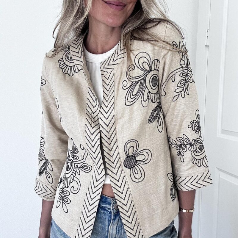 Embroidered Silk + Cotton Boho Blazer