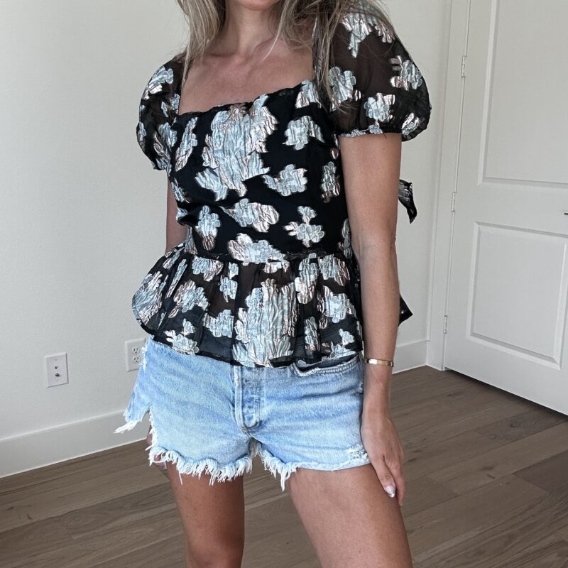 Moonlit Garden Tie-Back Blouse