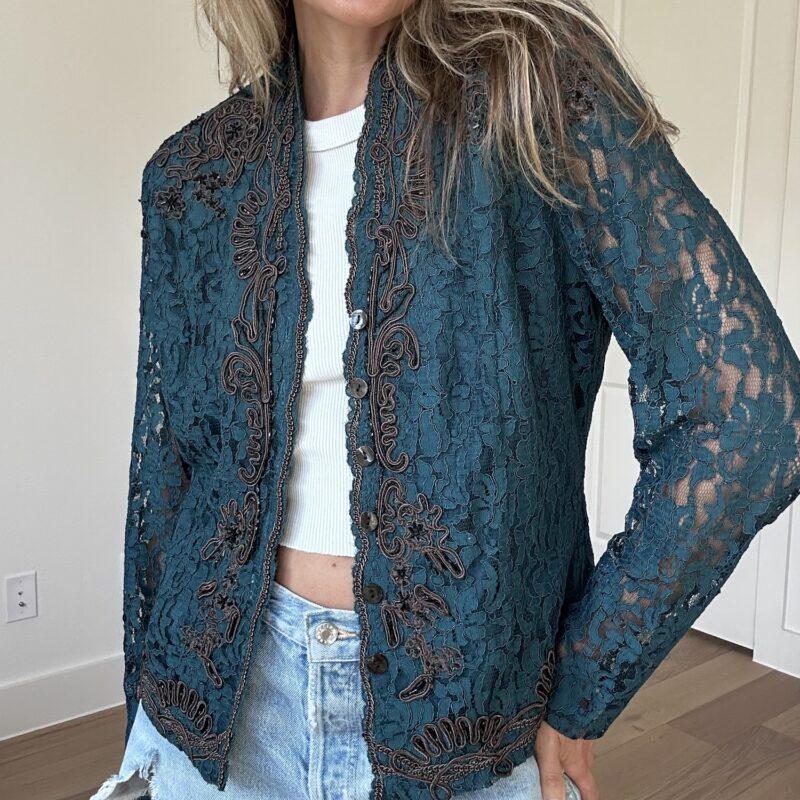 Sapphire Sundown Lace Layering Blouse