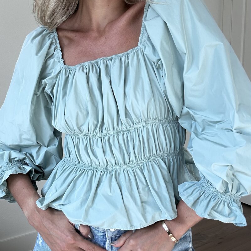 Minted Moment Puff Sleeve Blouse