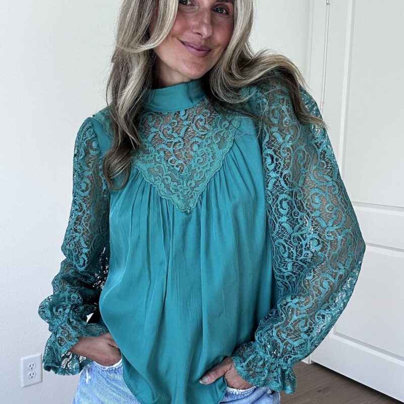Green Getaway Lace Blouse