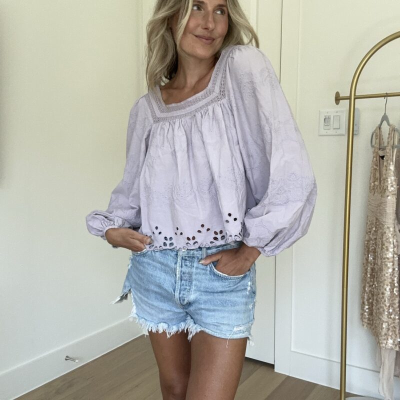 Lavender Fields Embroidered Boho Top