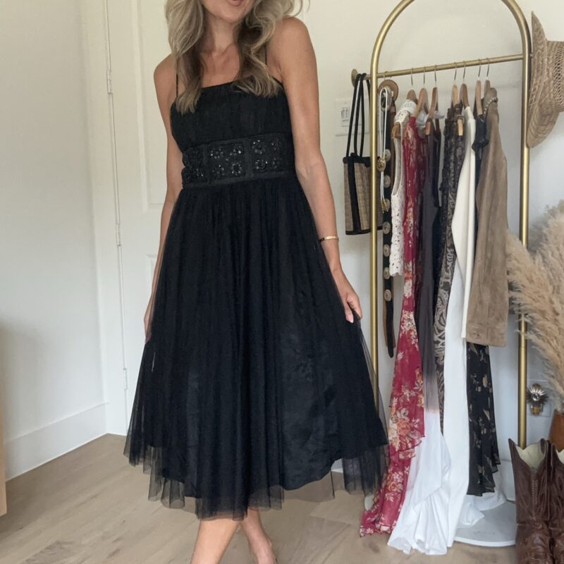 Shadow Bloom Beaded Midi Dress