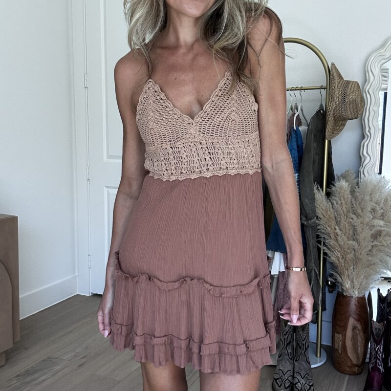 Boho Bombshell Crochet Minidress