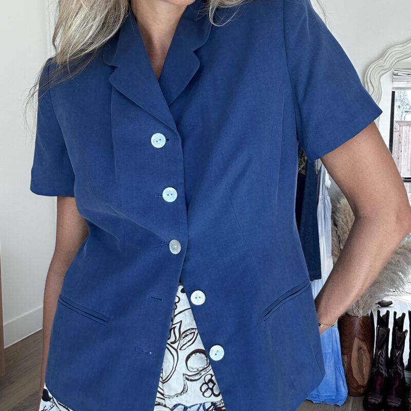 Indigo Charm Silk Blazer