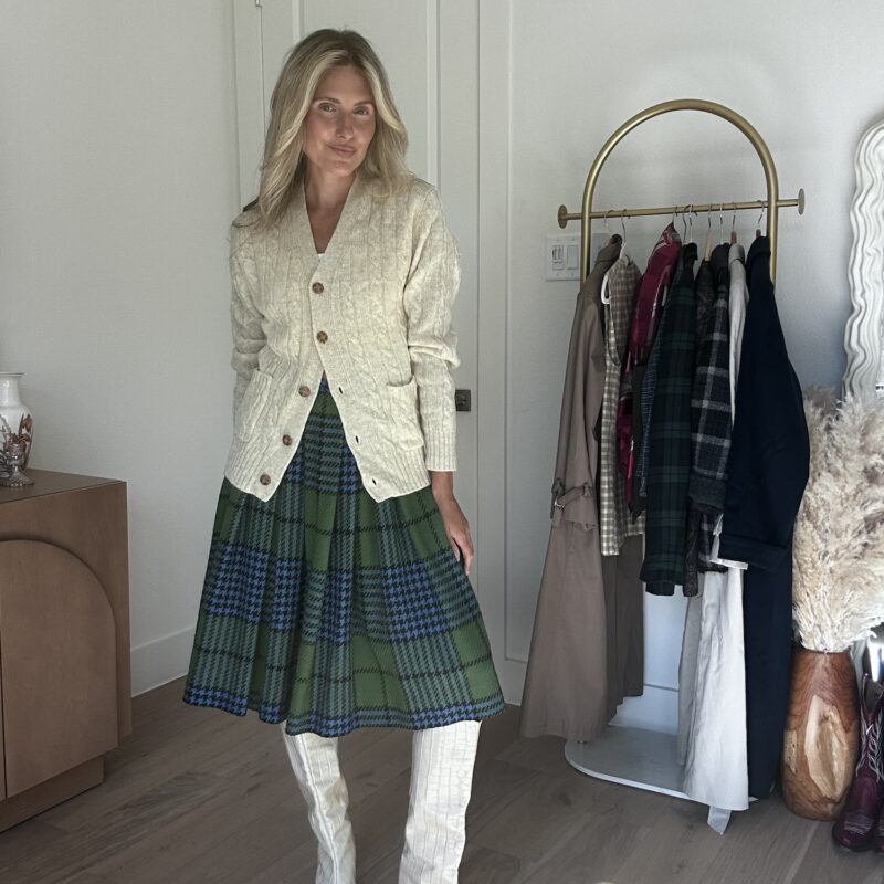 Prep School Plaid Wool Vintage Midi Skirt