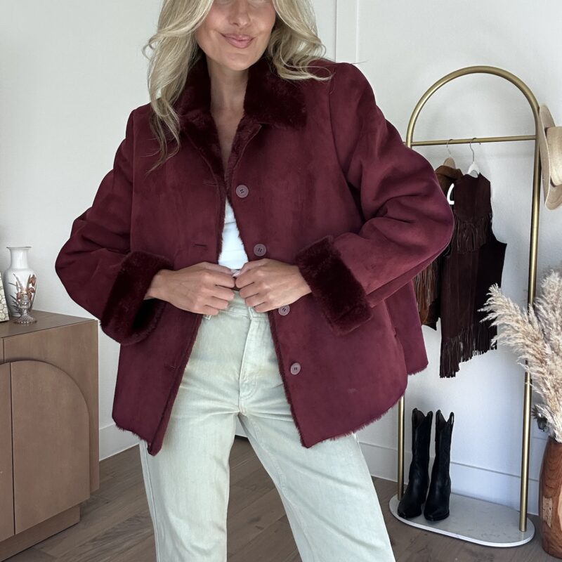 Burgundy Bliss Faux Fur Lined Jacket