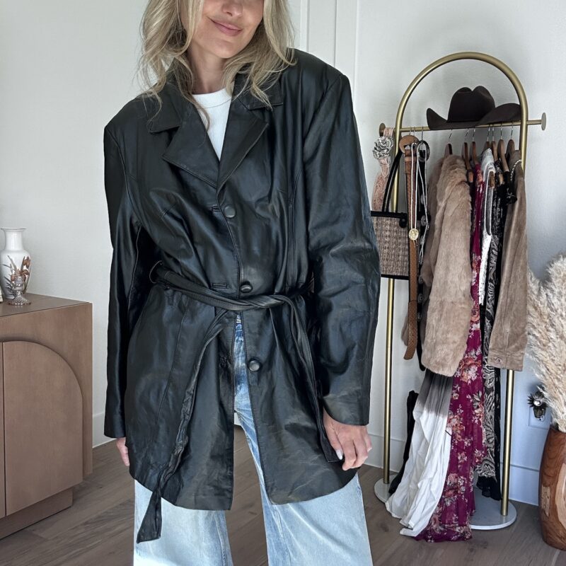The Cindy — Vintage Leather Trench Coat