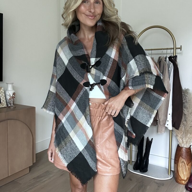 Talk of the Trail Plaid Poncho