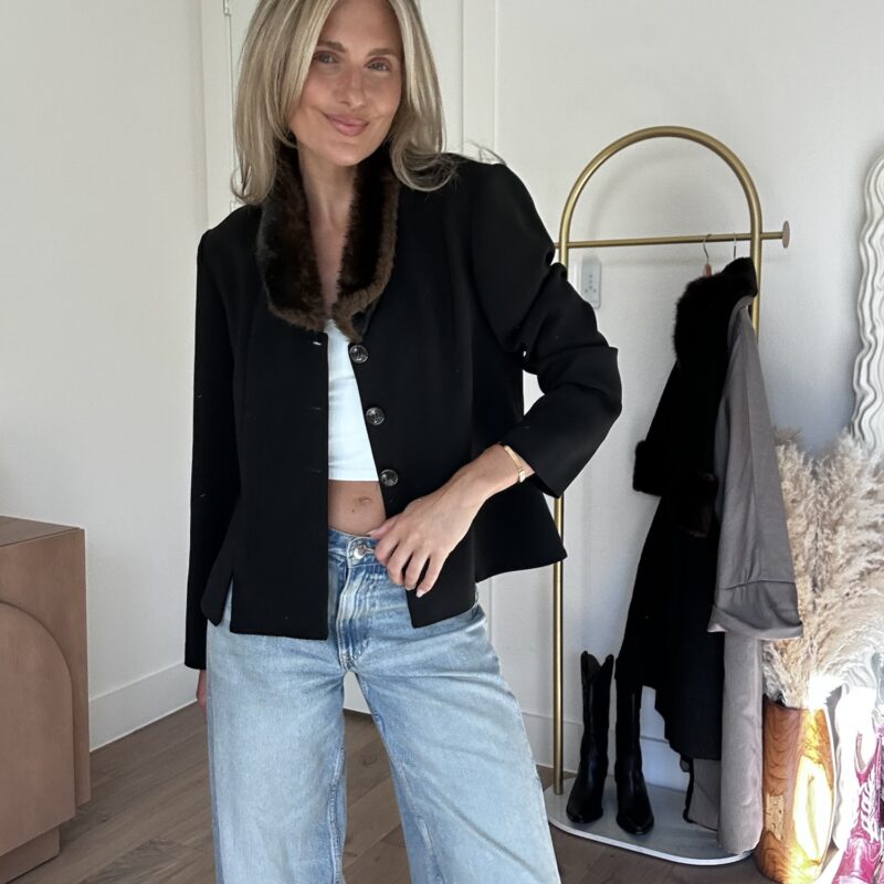 Champagne with Charlotte Vintage Faux Fur Blazer