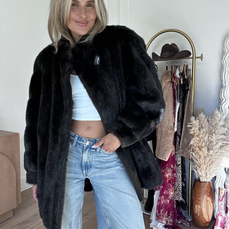 Midnight in Manhattan Vintage 1970s Faux Fur Coat