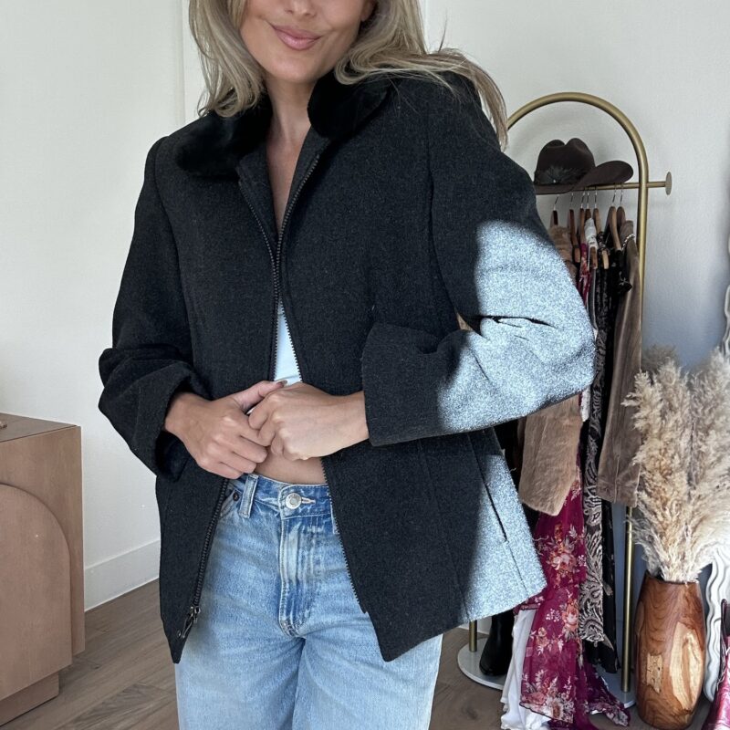 Brunch with Mr. Big Vintage 90s Faux Fur Collar Jacket