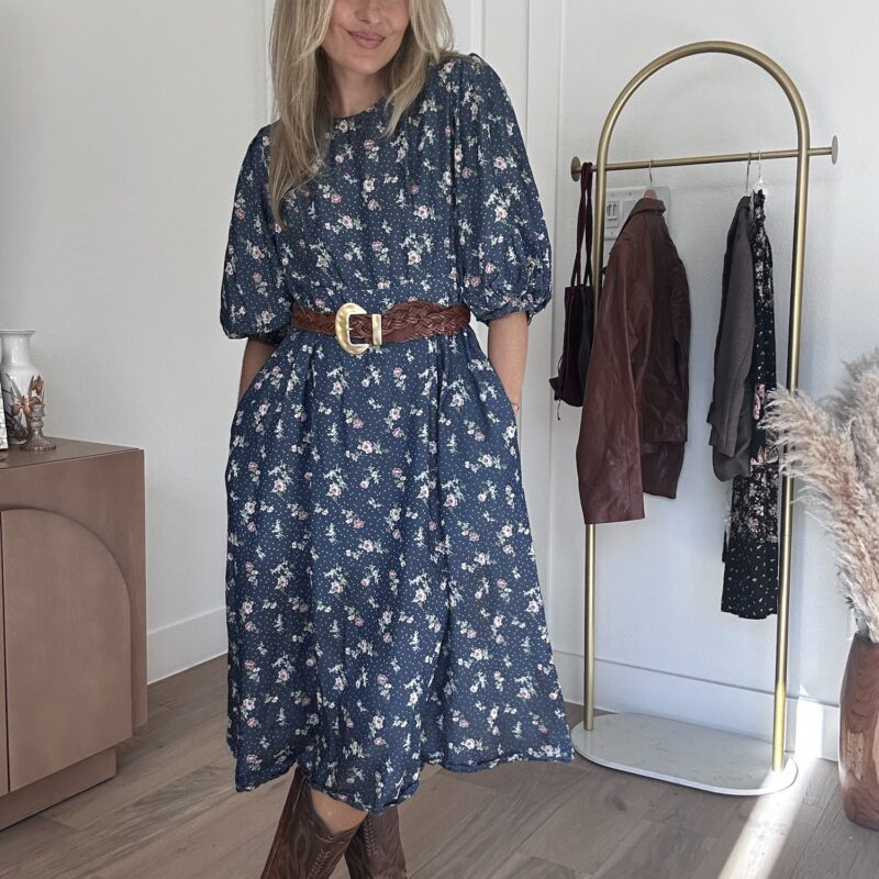 Farm Girl Fall Denim Tencel Midi Dress