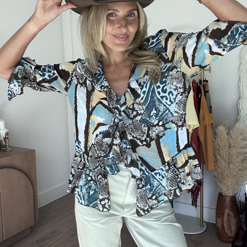 Cowgirl Kaleidoscope Vintage Ruffle Blouse