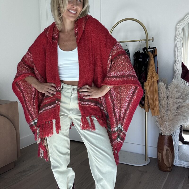 Little Red Rodeo Sweater Poncho