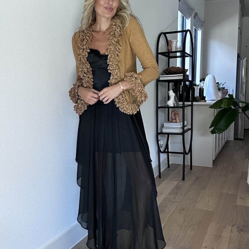 Honey, It’s the Holidays Vintage Chenille Fringe Cardigan