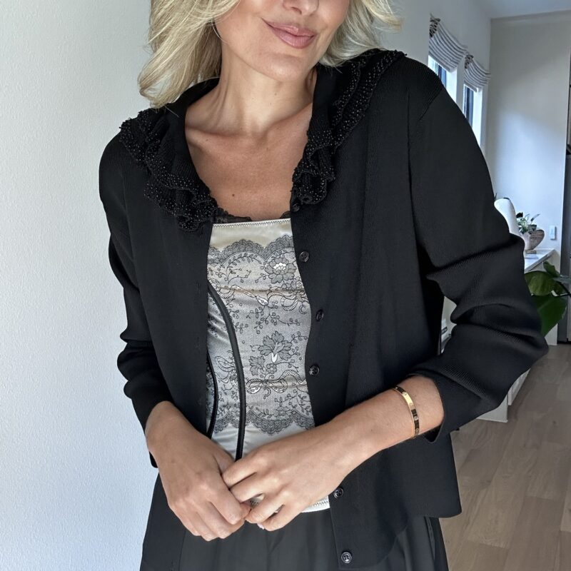 The Evening Unfolds Vintage Ruffle Cardigan