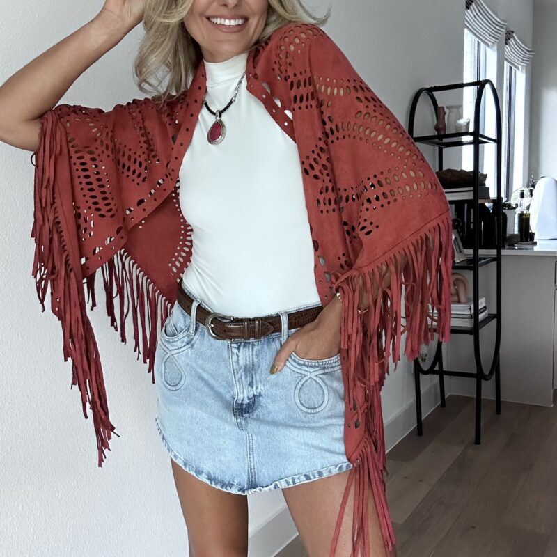 Adobe Glow Vegan Suede Fringe Scarf