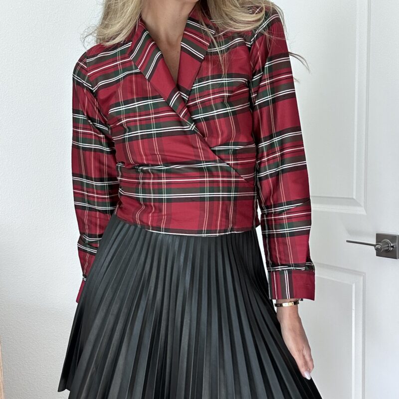 The Tartan Tidings Vintage Silk Wrap Blouse