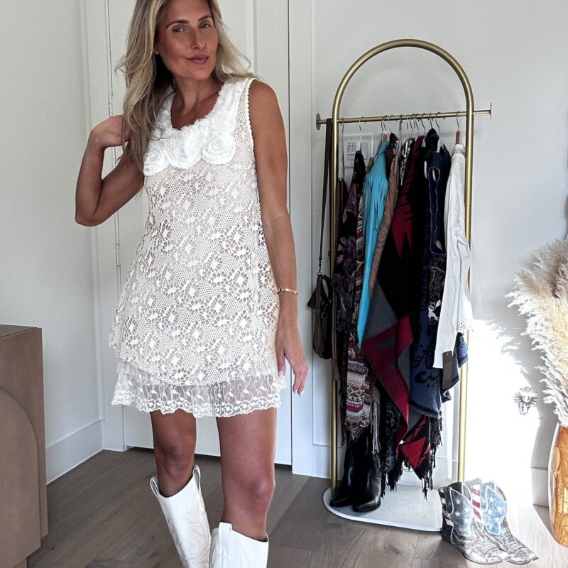 The Boho Angel Rosette Mini Dress