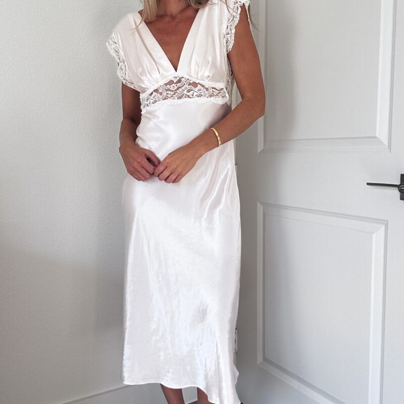 The Winter Rosé Romance Vintage Satin Slip Dress