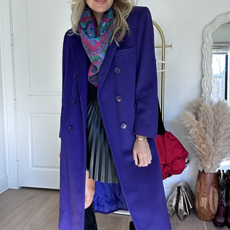 Wearing Violet in Vail Vintage Wool Coat