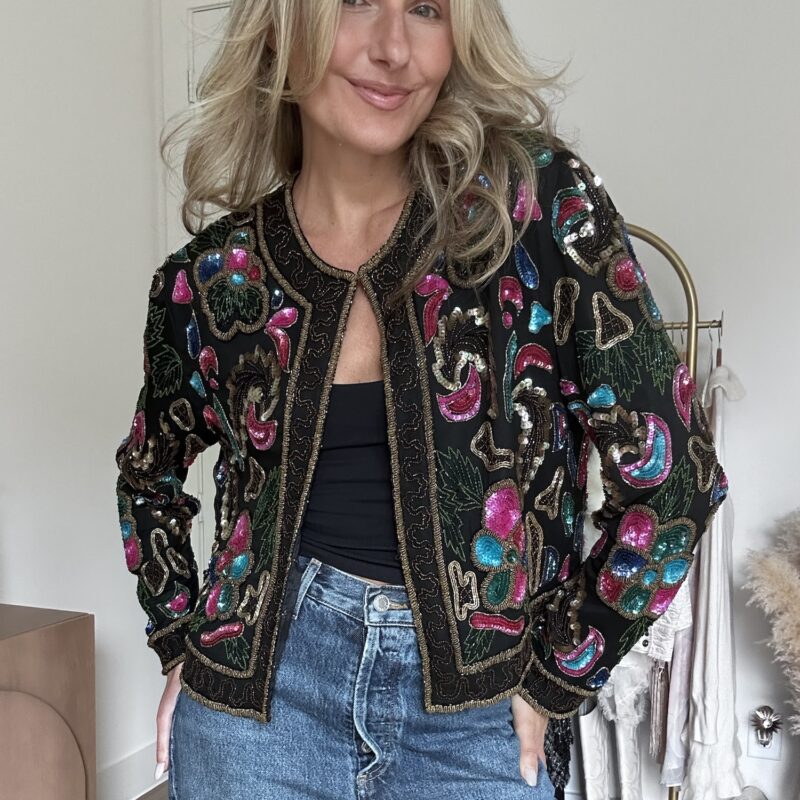 Midnight Fireworks Vintage Silk Jacket