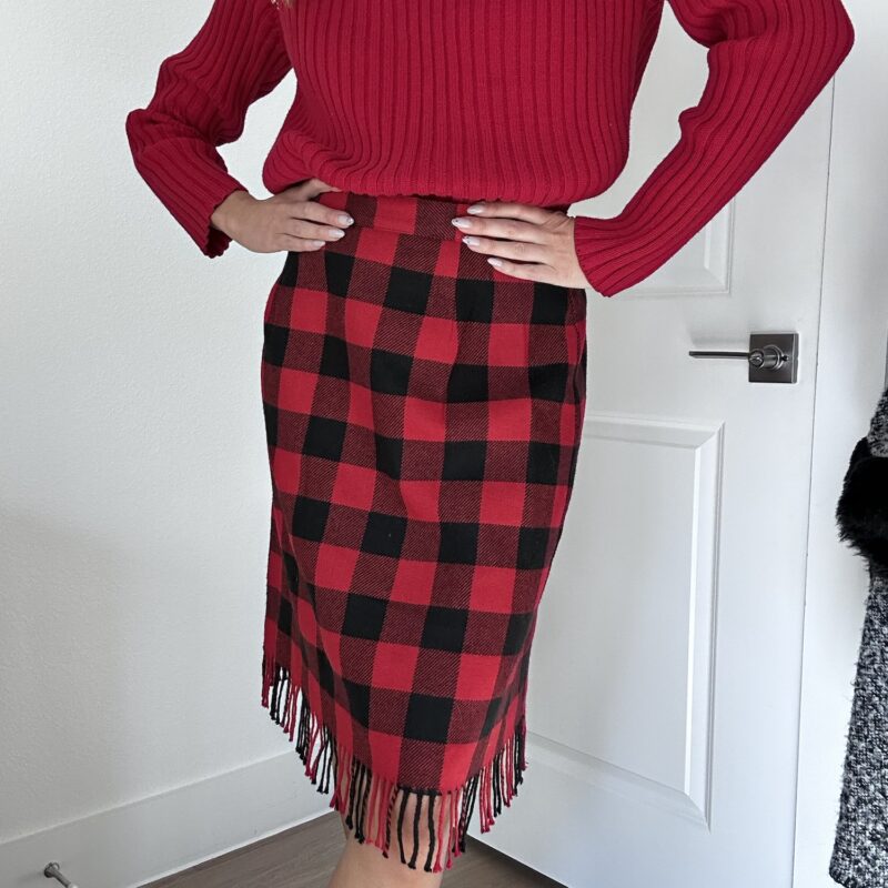 Yuletide Fringe Vintage Midi Skirt