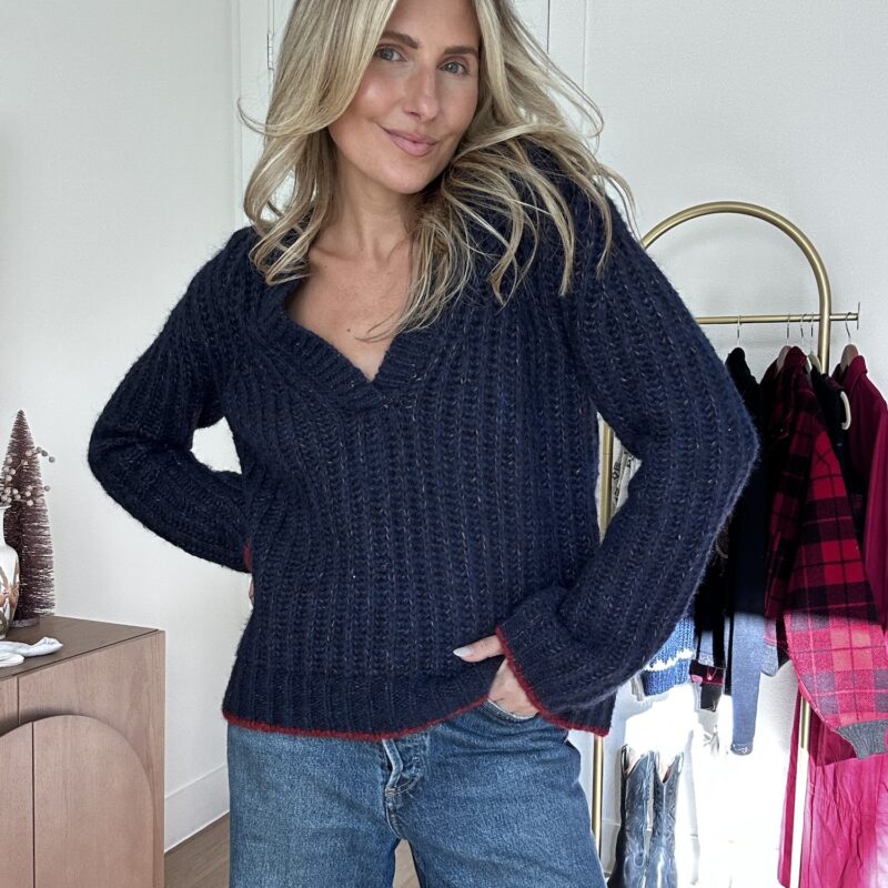 The Fireside Varsity V-Neck Sweater by La Ligne