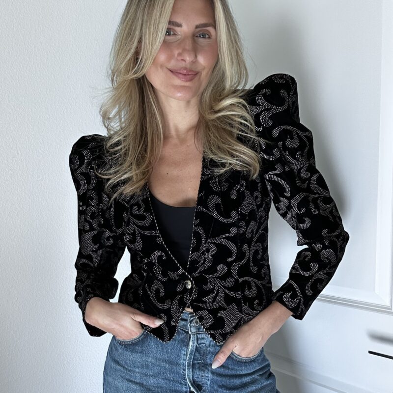 The Midnight Masquerade Vintage Velvet Blazer