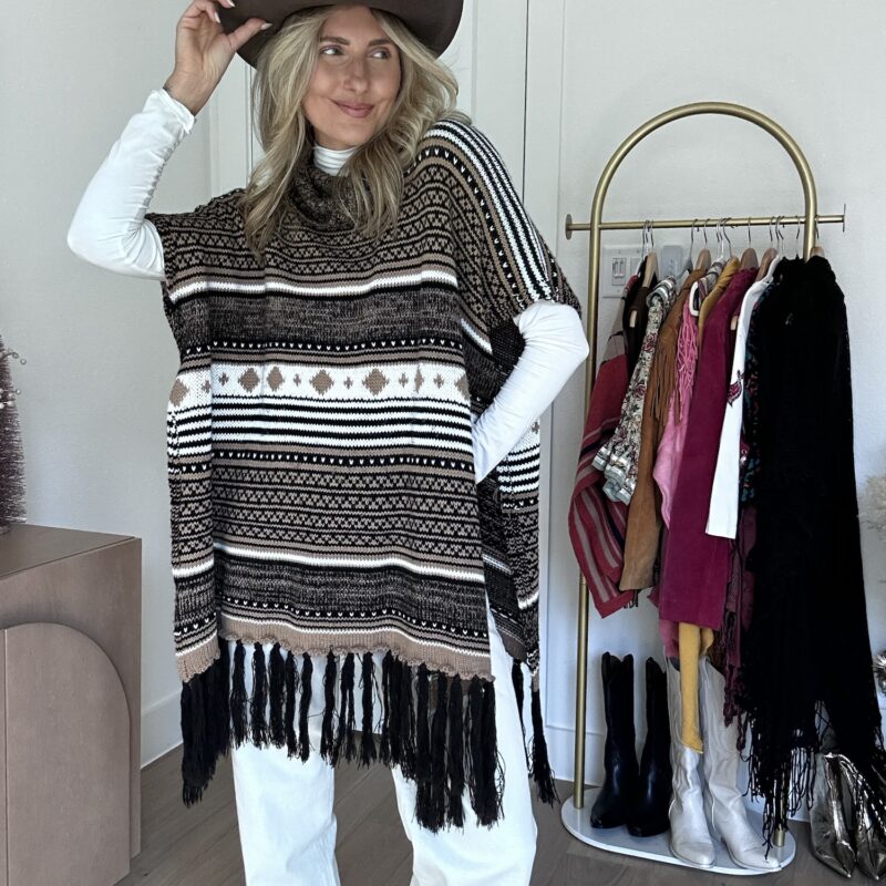 Getting Cozy in Santa Fe Sweater Poncho