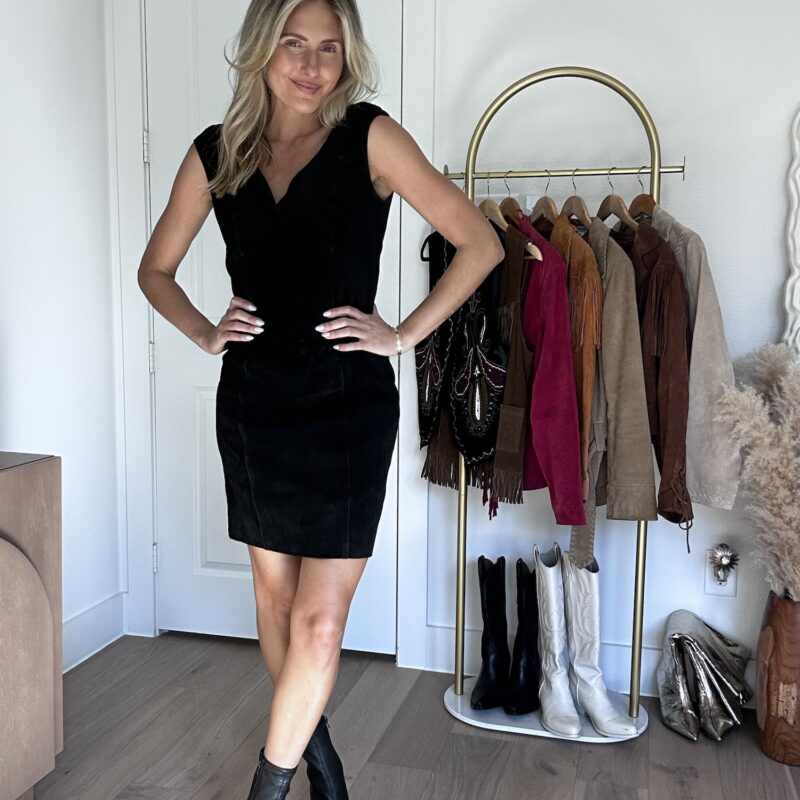 Sweetheart After Sundown Vintage Suede Dress