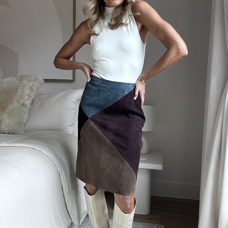 The Studio 54 Vintage Suede Patchwork Skirt