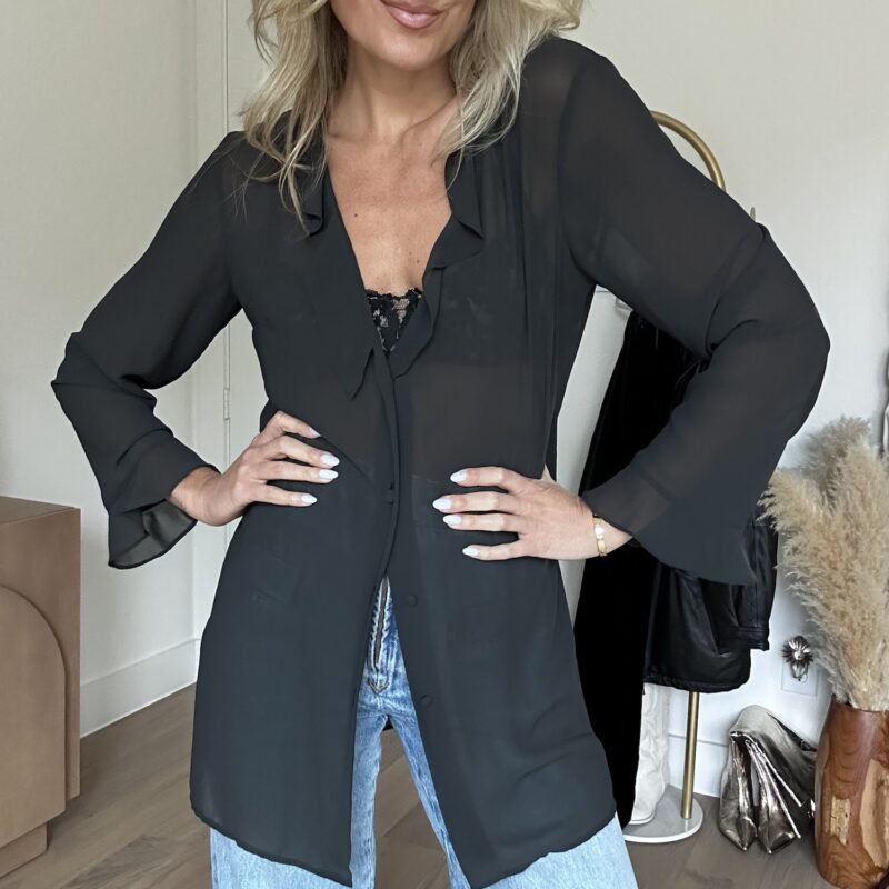 The Black Swan Sheer Ruffle Blouse