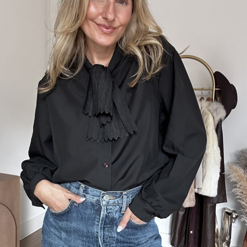 Properly Undone Vintage Tie Neck Blouse