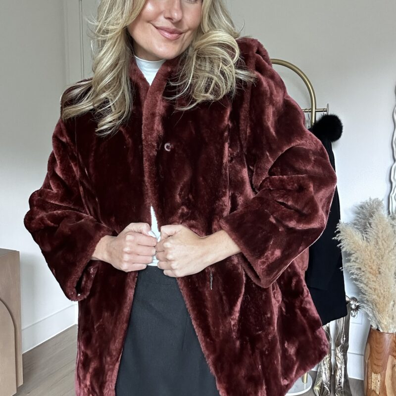 Embers at Dusk Vintage Faux Fur Jacket