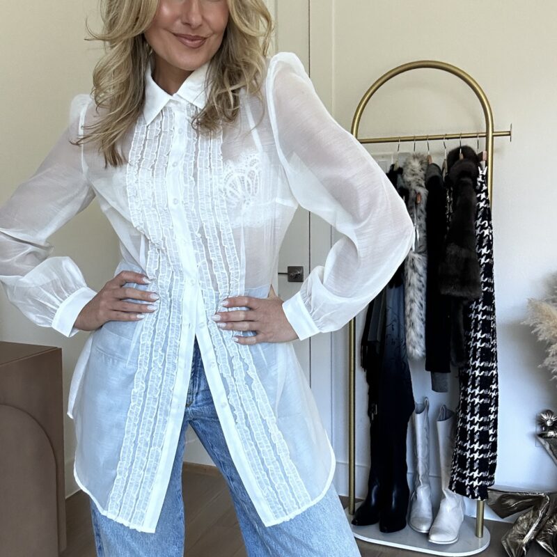 Sugar on Top Sheer Ruffle Blouse