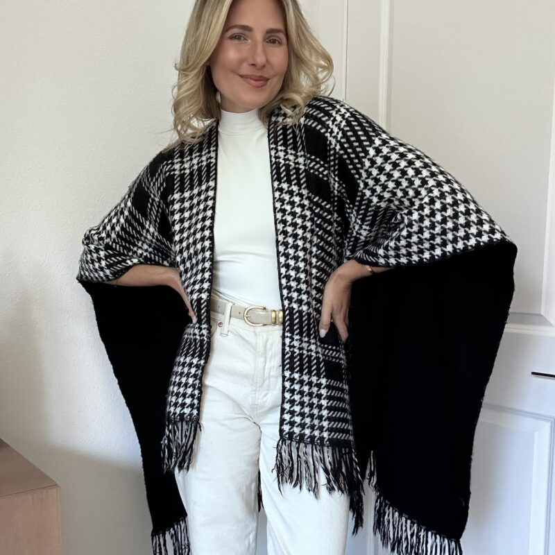 The Final Check Houndstooth Scarf Poncho
