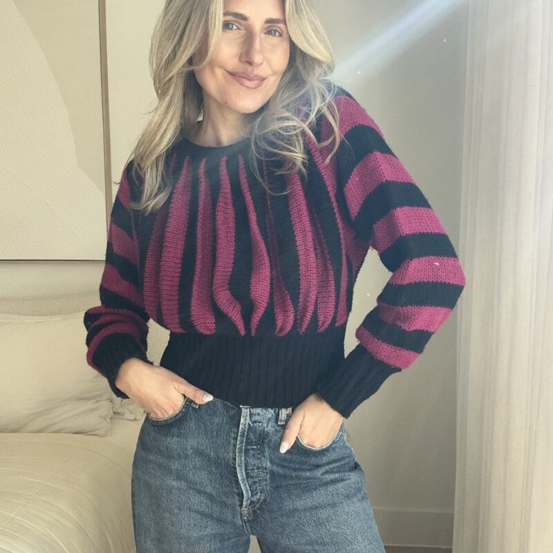 Hot Pink Hotline Vintage Striped Sweater