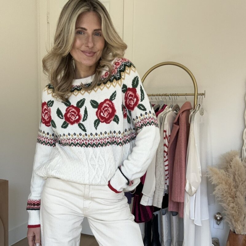 Everything’s Rosy Intarsia Sweater