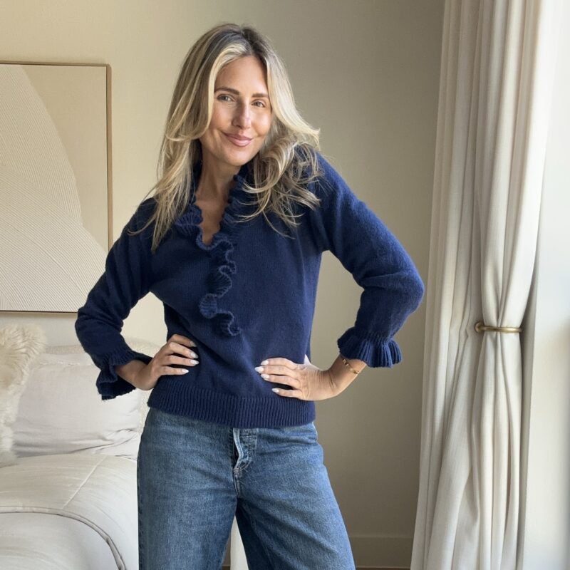The Wavy Navy Ruffle Sweater
