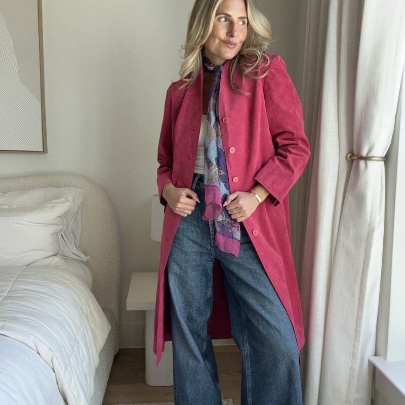 Hot Pink, Hot Date Vintage Vegan Suede Jacket