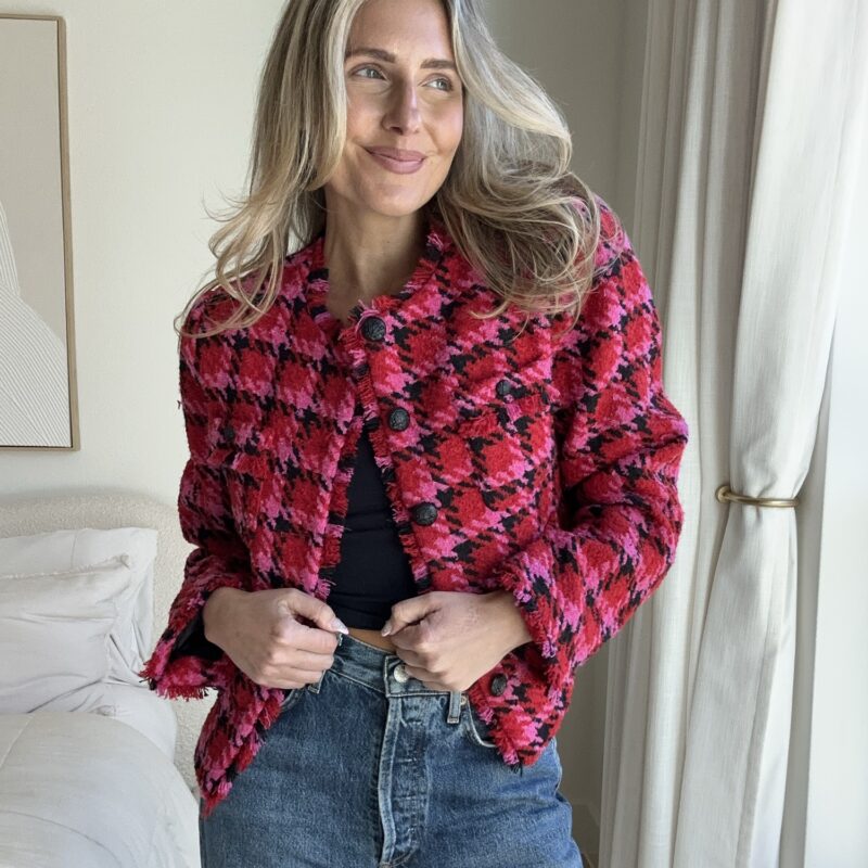 Red Roses & Reservations Tweed Jacket