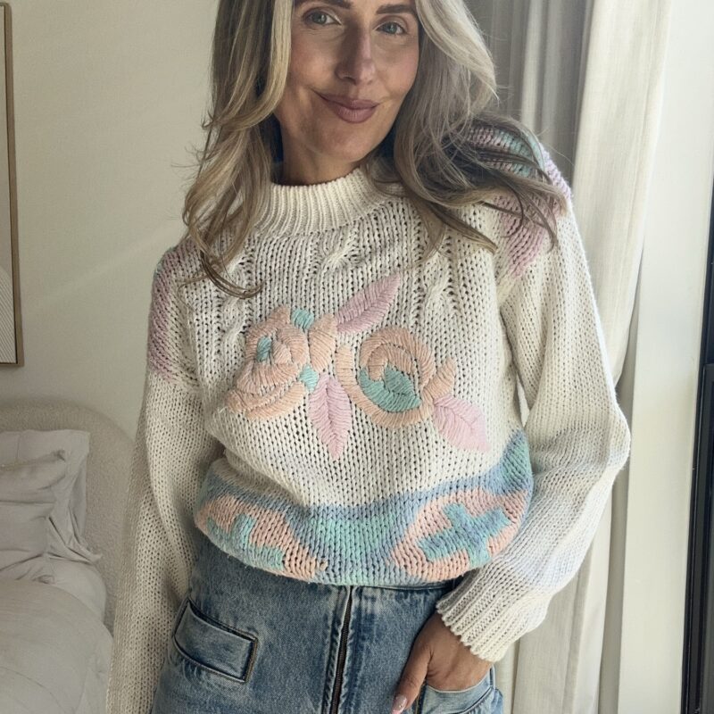 Precious in Pastels Vintage Hand-Knit Sweater