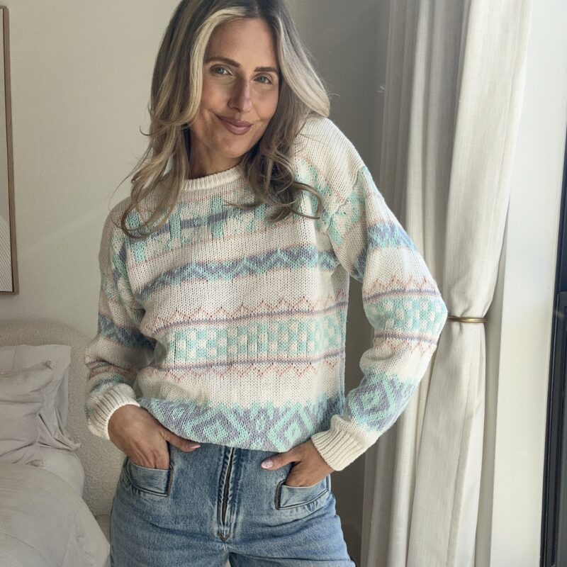 Pastel Powdered Plains Vintage Cotton Sweater