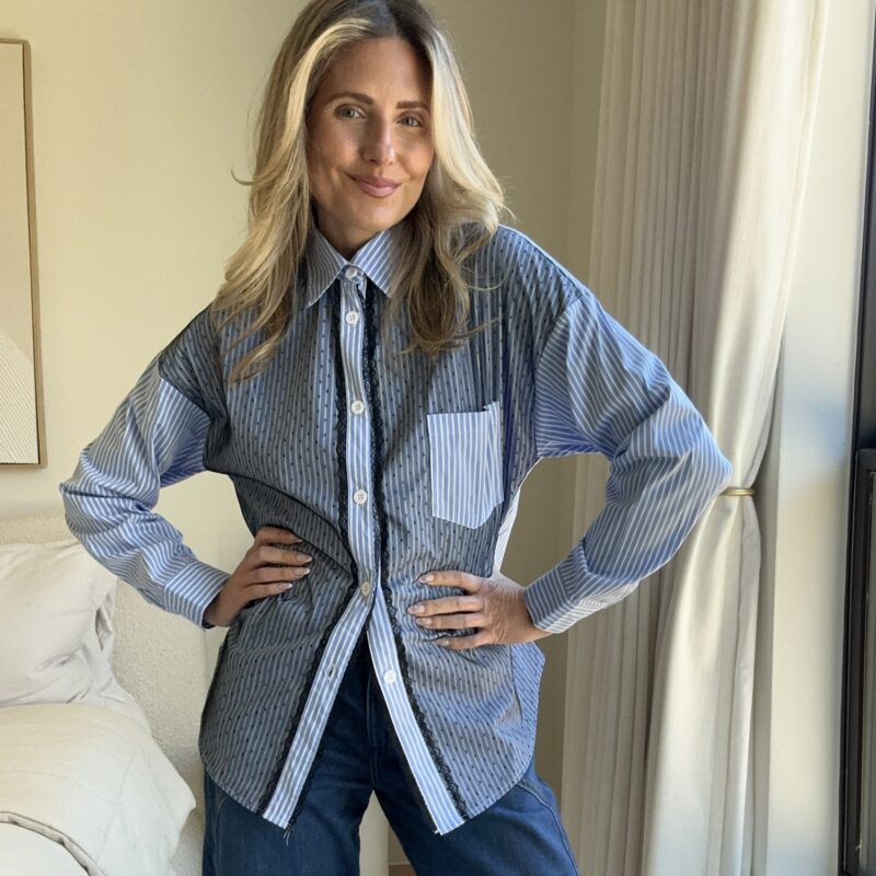 From Paris to Prairie Pinstripe Blouse