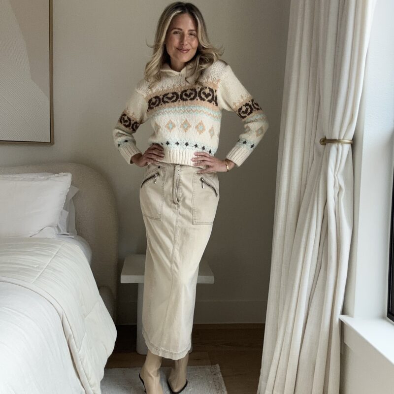 The Neutral Scoop Vintage Cotton Midi Skirt