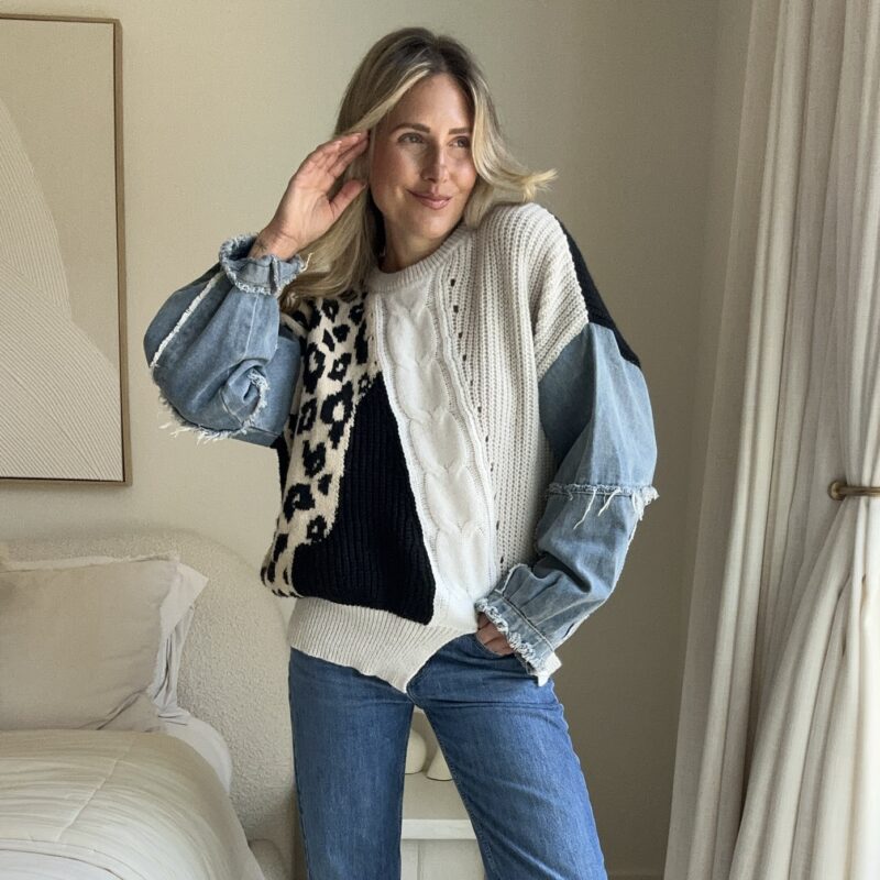 Jean-iusly Wild Mixed Media Sweater