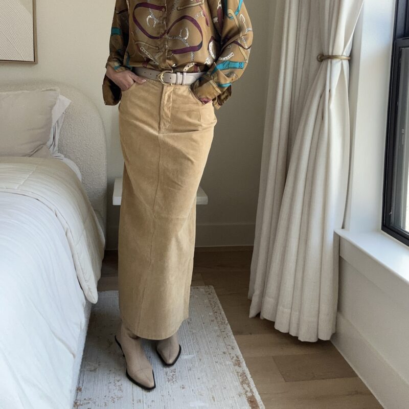 Cattle-lac Style Vintage Suede Maxi Skirt