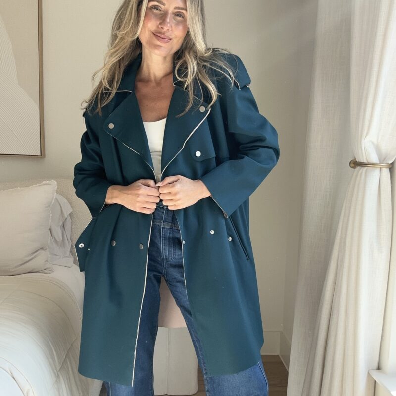 April Showers Bring Jade Flowers Trench Coat
